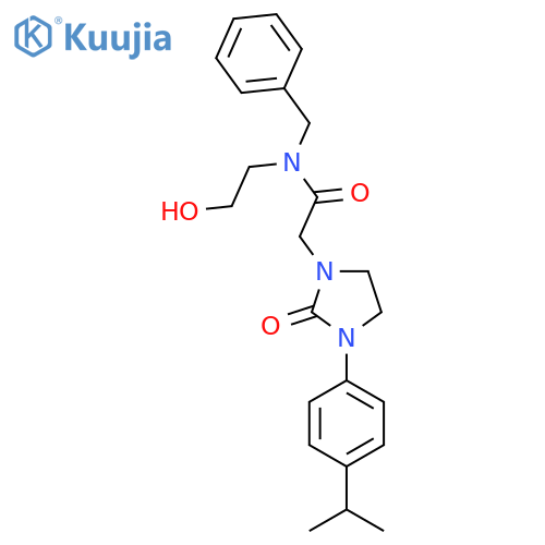 N-benzyl-N-(2-hydroxyethyl)-2-{2-oxo-3-4-(propan-2-yl)phenylimidazolidin-1-yl}acetamide structure