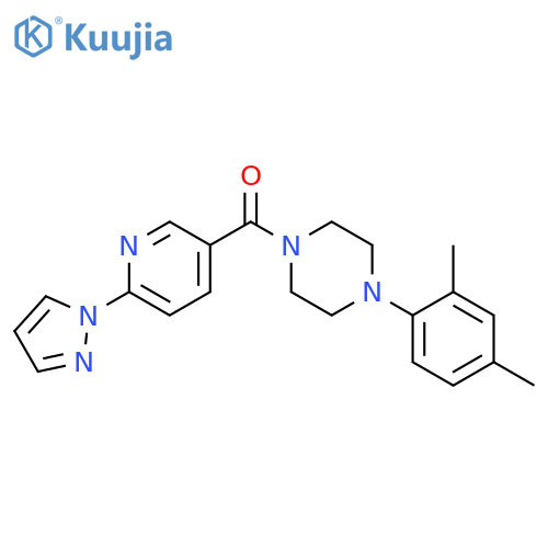 1-(2,4-dimethylphenyl)-4-6-(1H-pyrazol-1-yl)pyridine-3-carbonylpiperazine structure