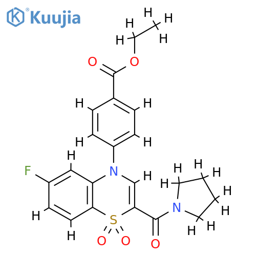 ethyl 4-[6-fluoro-1,1-dioxo-2-(pyrrolidine-1-carbonyl)-4H-1lambda6,4-benzothiazin-4-yl]benzoate structure