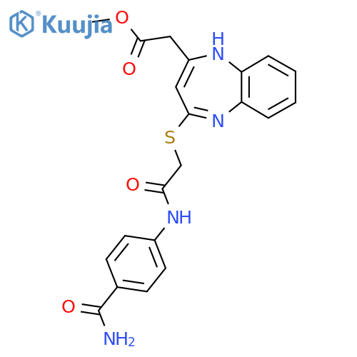 methyl 2-4-({(4-carbamoylphenyl)carbamoylmethyl}sulfanyl)-1H-1,5-benzodiazepin-2-ylacetate structure