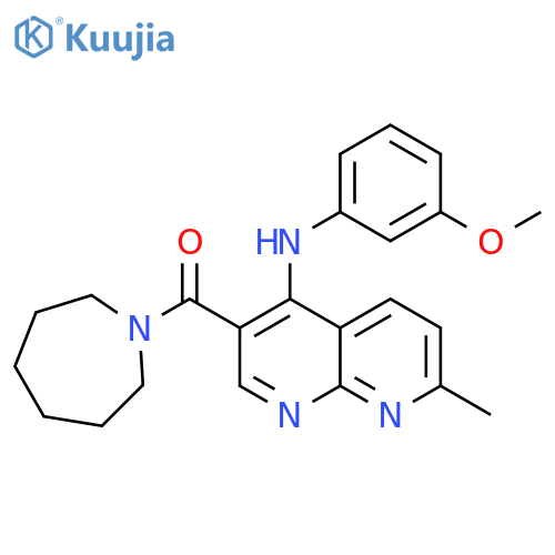 3-(azepane-1-carbonyl)-N-(3-methoxyphenyl)-7-methyl-1,8-naphthyridin-4-amine structure