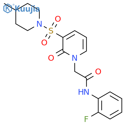 N-(2-fluorophenyl)-2-{3-(4-methylpiperidin-1-yl)sulfonyl-2-oxo-1,2-dihydropyridin-1-yl}acetamide structure