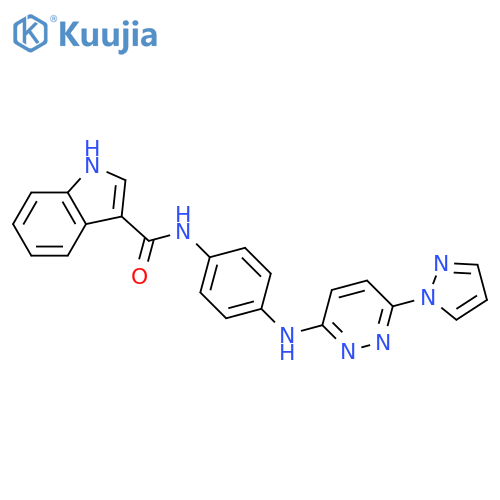 N-(4-{6-(1H-pyrazol-1-yl)pyridazin-3-ylamino}phenyl)-1H-indole-3-carboxamide structure