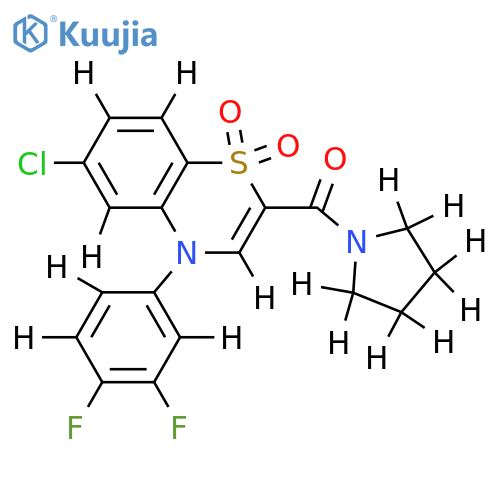 6-chloro-4-(3,4-difluorophenyl)-2-(pyrrolidine-1-carbonyl)-4H-1lambda6,4-benzothiazine-1,1-dione structure
