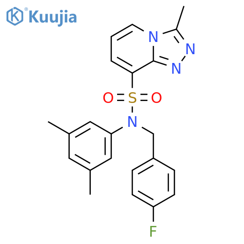 N-(3,5-dimethylphenyl)-N-(4-fluorophenyl)methyl-3-methyl-1,2,4triazolo4,3-apyridine-8-sulfonamide structure
