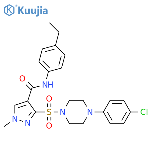 3-{4-(4-chlorophenyl)piperazin-1-ylsulfonyl}-N-(4-ethylphenyl)-1-methyl-1H-pyrazole-4-carboxamide structure