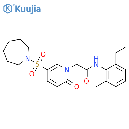 2-[5-(azepane-1-sulfonyl)-2-oxo-1,2-dihydropyridin-1-yl]-N-(2-ethyl-6-methylphenyl)acetamide structure