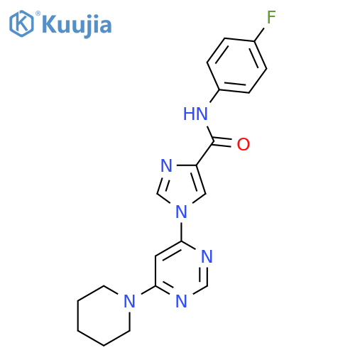 N-(4-fluorophenyl)-1-6-(piperidin-1-yl)pyrimidin-4-yl-1H-imidazole-4-carboxamide structure