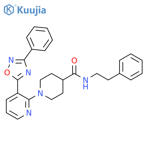 1-[3-(3-phenyl-1,2,4-oxadiazol-5-yl)pyridin-2-yl]-N-(2-phenylethyl)piperidine-4-carboxamide structure