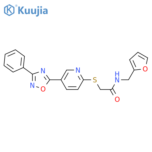 N-[(furan-2-yl)methyl]-2-{[5-(3-phenyl-1,2,4-oxadiazol-5-yl)pyridin-2-yl]sulfanyl}acetamide structure