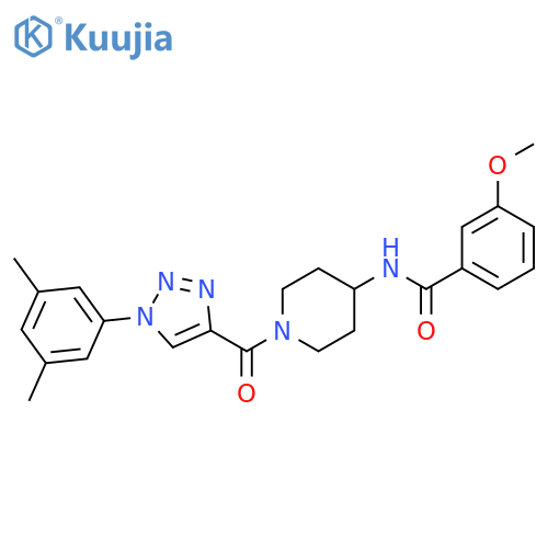 N-{1-1-(3,5-dimethylphenyl)-1H-1,2,3-triazole-4-carbonylpiperidin-4-yl}-3-methoxybenzamide structure