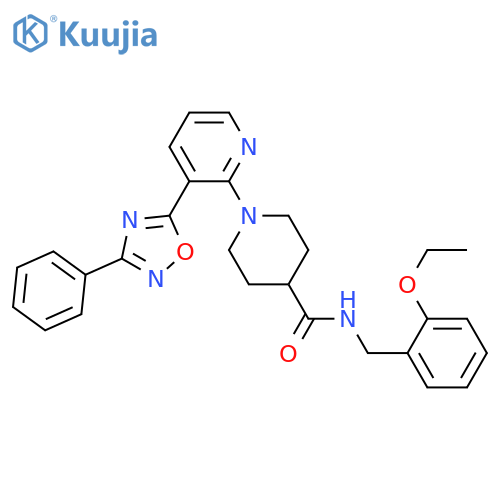 N-[(2-ethoxyphenyl)methyl]-1-[3-(3-phenyl-1,2,4-oxadiazol-5-yl)pyridin-2-yl]piperidine-4-carboxamide structure