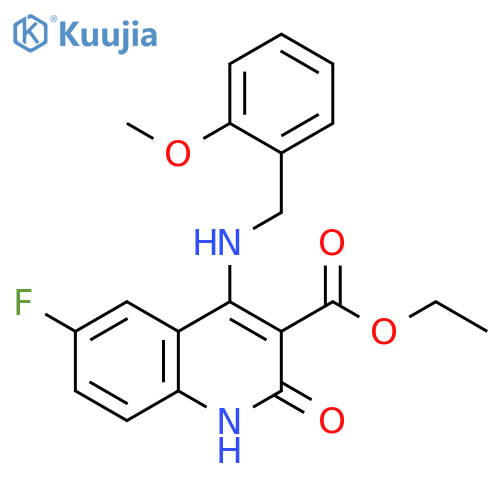 ethyl 6-fluoro-4-{[(2-methoxyphenyl)methyl]amino}-2-oxo-1,2-dihydroquinoline-3-carboxylate structure