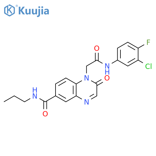 1-{[(3-chloro-4-fluorophenyl)carbamoyl]methyl}-2-oxo-N-propyl-1,2-dihydroquinoxaline-6-carboxamide structure
