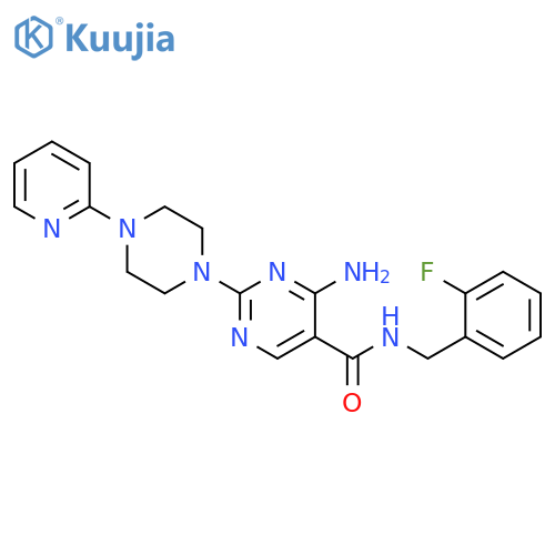 4-amino-N-[(2-fluorophenyl)methyl]-2-[4-(pyridin-2-yl)piperazin-1-yl]pyrimidine-5-carboxamide structure