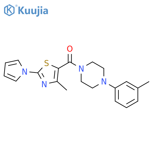 1-[4-methyl-2-(1H-pyrrol-1-yl)-1,3-thiazole-5-carbonyl]-4-(3-methylphenyl)piperazine structure