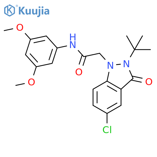 2-(2-tert-butyl-5-chloro-3-oxo-2,3-dihydro-1H-indazol-1-yl)-N-(3,5-dimethoxyphenyl)acetamide structure