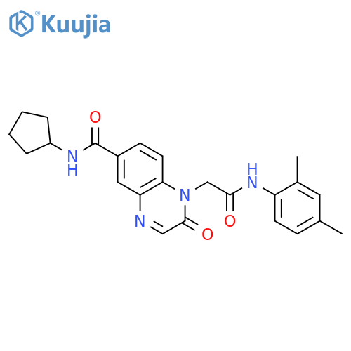 N-cyclopentyl-1-{[(2,4-dimethylphenyl)carbamoyl]methyl}-2-oxo-1,2-dihydroquinoxaline-6-carboxamide structure