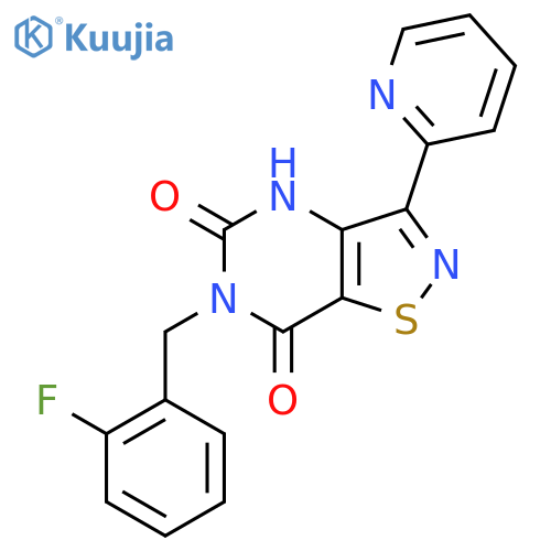 6-(2-fluorophenyl)methyl-3-(pyridin-2-yl)-4H,5H,6H,7H-1,2thiazolo4,5-dpyrimidine-5,7-dione structure