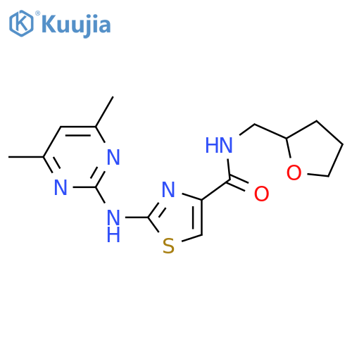 2-(4,6-dimethylpyrimidin-2-yl)amino-N-(oxolan-2-yl)methyl-1,3-thiazole-4-carboxamide structure