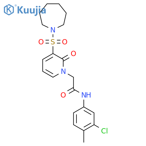 2-3-(azepane-1-sulfonyl)-2-oxo-1,2-dihydropyridin-1-yl-N-(3-chloro-4-methylphenyl)acetamide structure