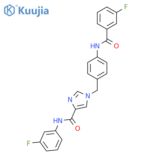 1-{4-(3-fluorobenzamido)phenylmethyl}-N-(3-fluorophenyl)-1H-imidazole-4-carboxamide structure