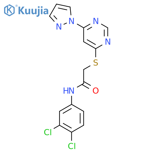 N-(3,4-dichlorophenyl)-2-{6-(1H-pyrazol-1-yl)pyrimidin-4-ylsulfanyl}acetamide structure