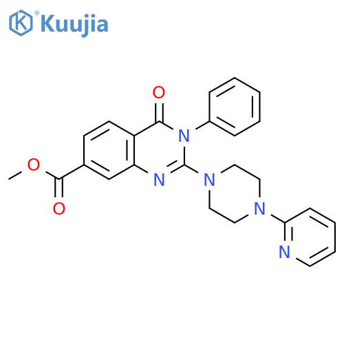 methyl 4-oxo-3-phenyl-2-[4-(pyridin-2-yl)piperazin-1-yl]-3,4-dihydroquinazoline-7-carboxylate structure