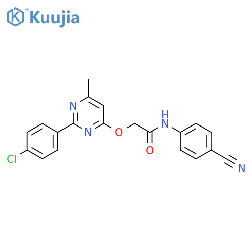 2-{[2-(4-chlorophenyl)-6-methylpyrimidin-4-yl]oxy}-N-(4-cyanophenyl)acetamide structure