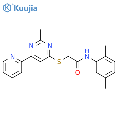 N-(2,5-dimethylphenyl)-2-{[2-methyl-6-(pyridin-2-yl)pyrimidin-4-yl]sulfanyl}acetamide structure