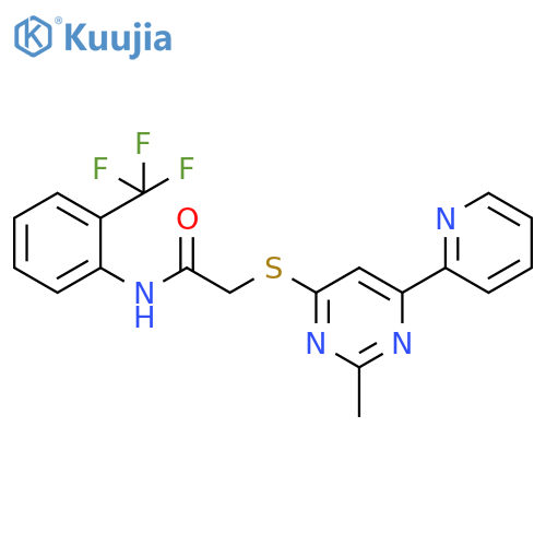 2-{[2-methyl-6-(pyridin-2-yl)pyrimidin-4-yl]sulfanyl}-N-[2-(trifluoromethyl)phenyl]acetamide structure