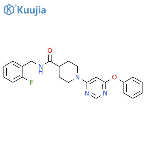 N-(2-fluorophenyl)methyl-1-(6-phenoxypyrimidin-4-yl)piperidine-4-carboxamide structure