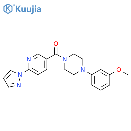 1-(3-methoxyphenyl)-4-6-(1H-pyrazol-1-yl)pyridine-3-carbonylpiperazine structure