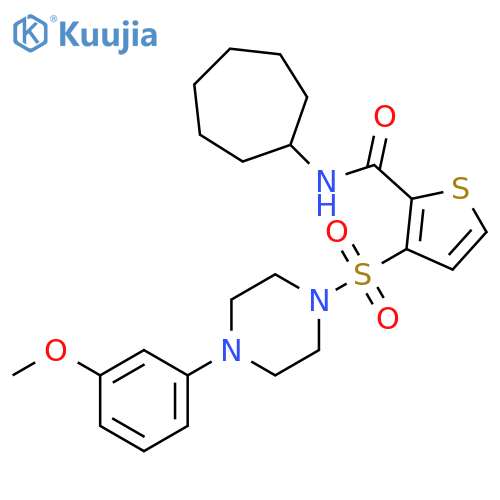 N-cycloheptyl-3-{[4-(3-methoxyphenyl)piperazin-1-yl]sulfonyl}thiophene-2-carboxamide structure