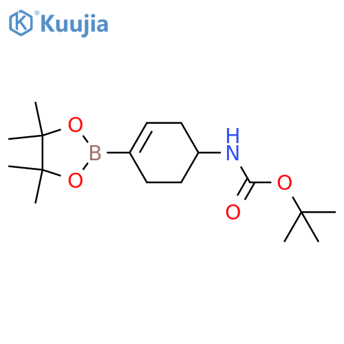 tert-butyl N-[4-(tetramethyl-1,3,2-dioxaborolan-2-yl)cyclohex-3-en-1-yl]carbamate structure