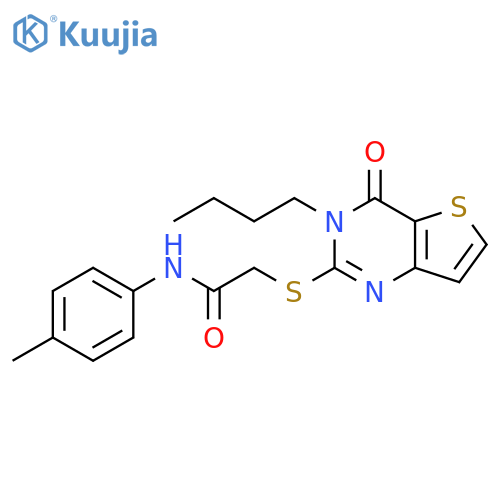 2-({3-butyl-4-oxo-3H,4H-thieno[3,2-d]pyrimidin-2-yl}sulfanyl)-N-(4-methylphenyl)acetamide structure