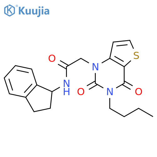 2-{3-butyl-2,4-dioxo-1H,2H,3H,4H-thieno[3,2-d]pyrimidin-1-yl}-N-(2,3-dihydro-1H-inden-1-yl)acetamide structure