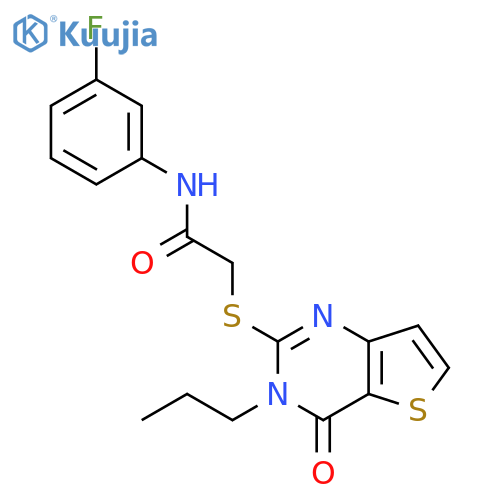 N-(3-fluorophenyl)-2-({4-oxo-3-propyl-3H,4H-thieno[3,2-d]pyrimidin-2-yl}sulfanyl)acetamide structure