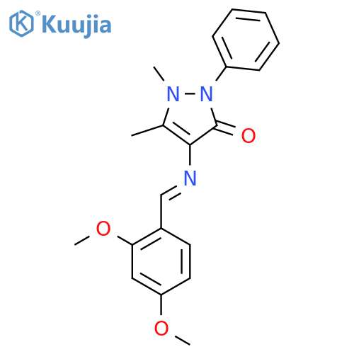 4-[(E)-[(2,4-dimethoxyphenyl)methylidene]amino]-1,5-dimethyl-2-phenyl-2,3-dihydro-1H-pyrazol-3-one structure