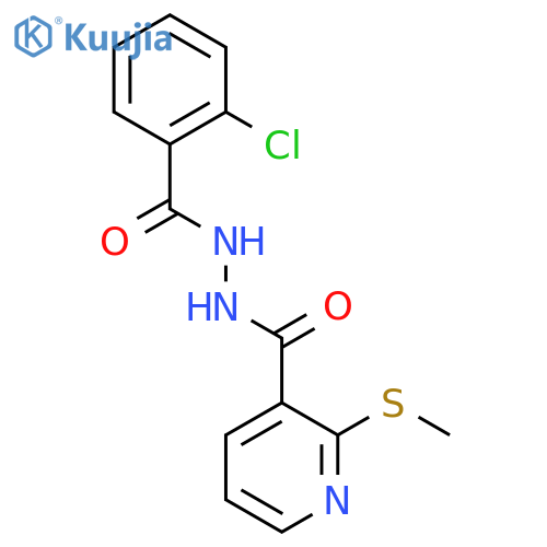 2-chloro-N'-[2-(methylsulfanyl)pyridine-3-carbonyl]benzohydrazide structure
