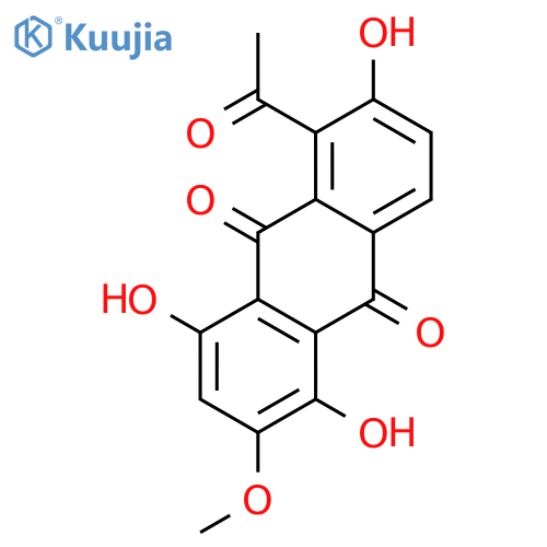 5-acetyl-2-methoxy-1,4,6-trihydroxy-anthraquinone structure