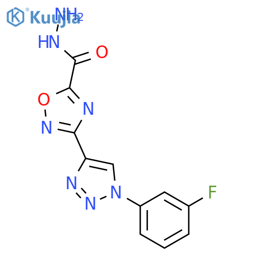 3-1-(3-fluorophenyl)-1H-1,2,3-triazol-4-yl-1,2,4-oxadiazole-5-carbohydrazide structure