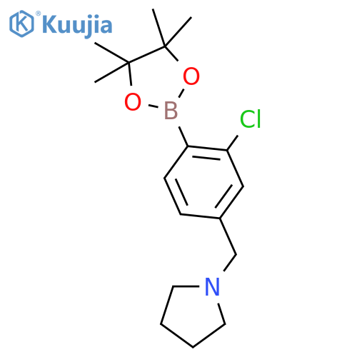 2-Chloro-4-pyrrolidinomethylphenylboronic acid, pinacol ester structure