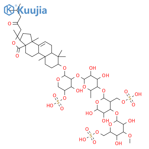 Lanost-7-en-18-oicacid, 20-hydroxy-3-[(O-3-O-methyl-6-O-sulfo-b-D-glucopyranosyl-(1&reg;3)-O-6-O-sulfo-b-D-glucopyranosyl-(1&reg;4)-O-6-deoxy-b-D-glucopyranosyl-(1&reg;2)-4-O-sulfo-b-D-xylopyranosyl)oxy]-23-oxo-, g-lactone, (3b)- (9CI) structure