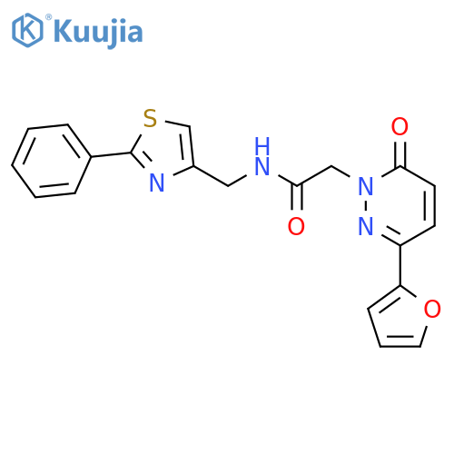 2-[3-(furan-2-yl)-6-oxo-1,6-dihydropyridazin-1-yl]-N-[(2-phenyl-1,3-thiazol-4-yl)methyl]acetamide structure