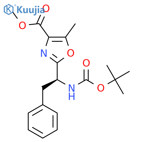 Methyl 2-{(1S)-1-[(tert-butoxycarbonyl)amino]-2-phenylethyl}-5-methyl-1,3-oxazole-4-carboxylate structure