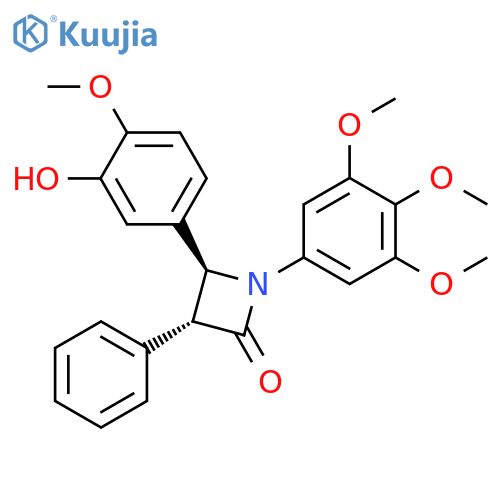 2-Azetidinone, 4-(3-hydroxy-4-methoxyphenyl)-3-phenyl-1-(3,4,5-trimethoxyphenyl)-, (3R,4S)-rel- structure
