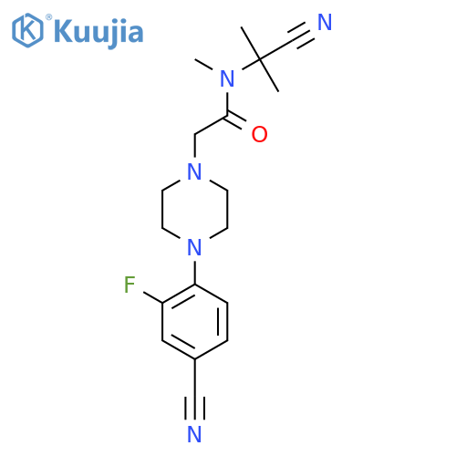 N-(1-cyano-1-methylethyl)-2-[4-(4-cyano-2-fluorophenyl)piperazin-1-yl]-N-methylacetamide structure
