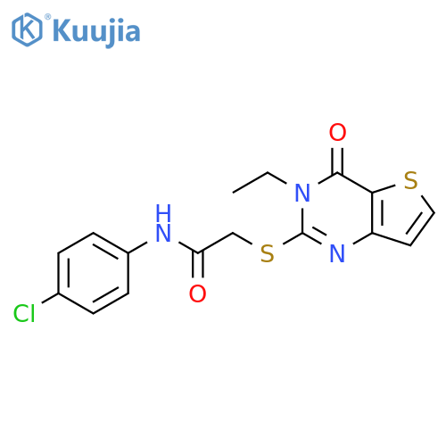 N-(4-chlorophenyl)-2-({3-ethyl-4-oxo-3H,4H-thieno[3,2-d]pyrimidin-2-yl}sulfanyl)acetamide structure