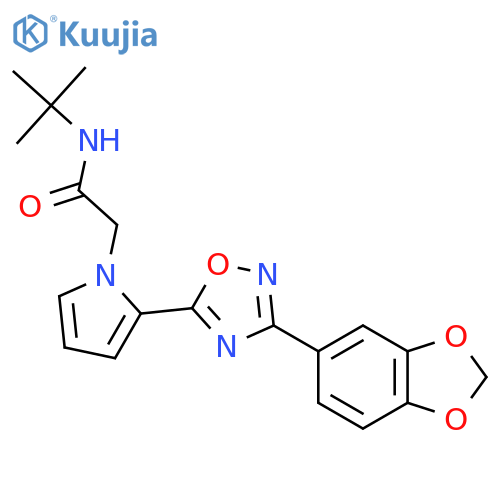 2-{2-[3-(2H-1,3-benzodioxol-5-yl)-1,2,4-oxadiazol-5-yl]-1H-pyrrol-1-yl}-N-tert-butylacetamide structure